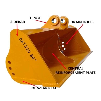 20ton Yellow/Black Wheel Backhoe Loader Excavator Spare Parts Casting Bucket for PC200